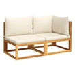 Afuera Living 2-Seater Modular Solid Acacia Wood Garden Sofa in Beige