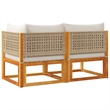 Afuera Living 2-Seater Modular Solid Acacia Wood Garden Sofa in Beige