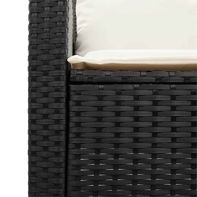 Afuera Living Medium Rattan Garden Sofa With Removable Covers in Black & Cream