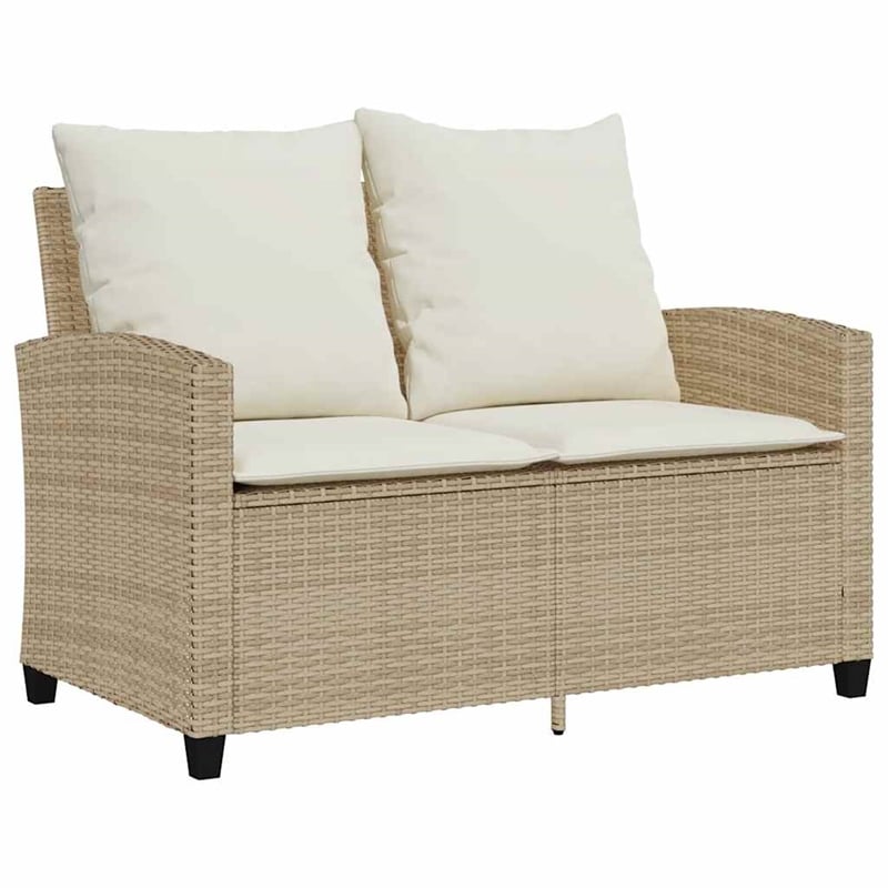 Afuera Living Medium PE Rattan Garden Sofa With Adjustable Feet in Beige