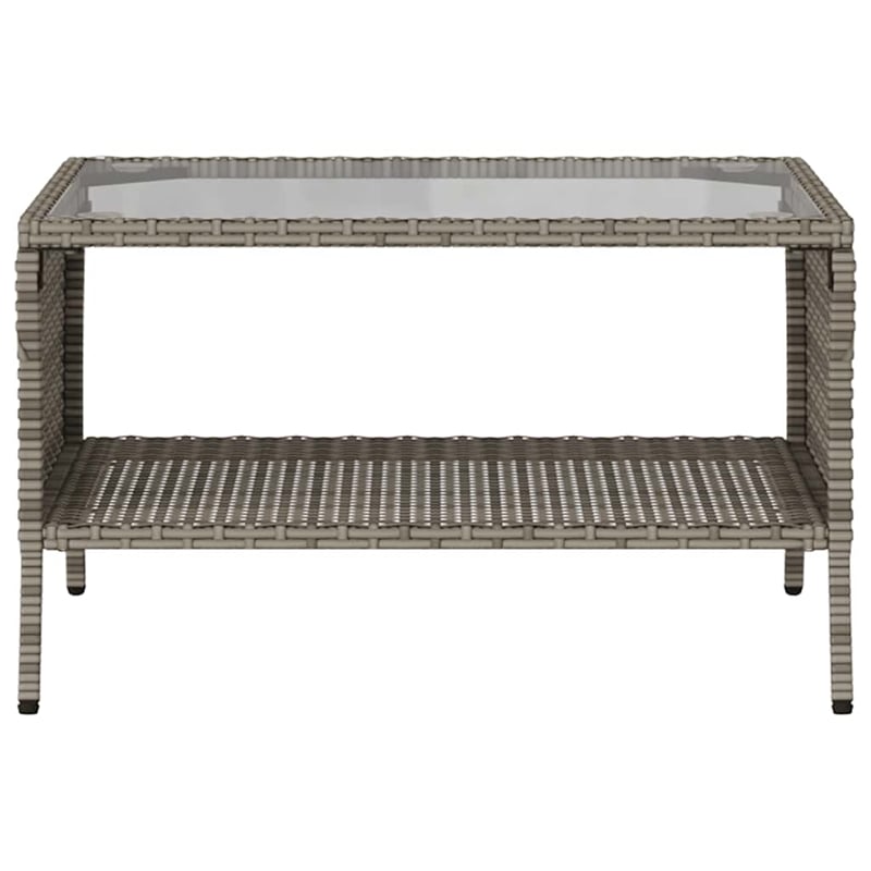 Afuera Living Rattan & Powder-Coated Steel & Tempered Glass Garden Sofa in Gray