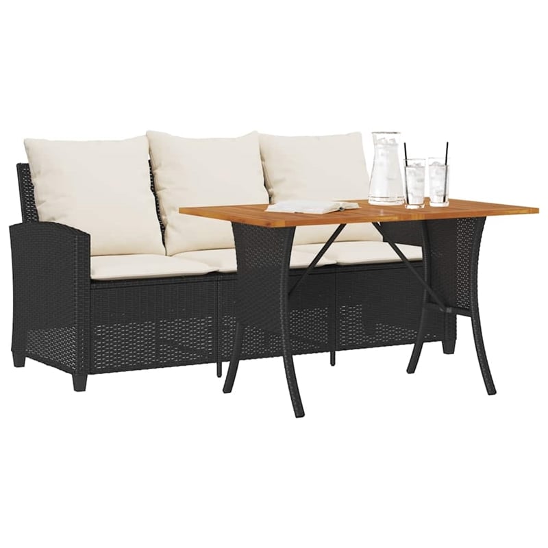 Afuera Living Contemporary Rattan Garden Sofa in Black And Cream