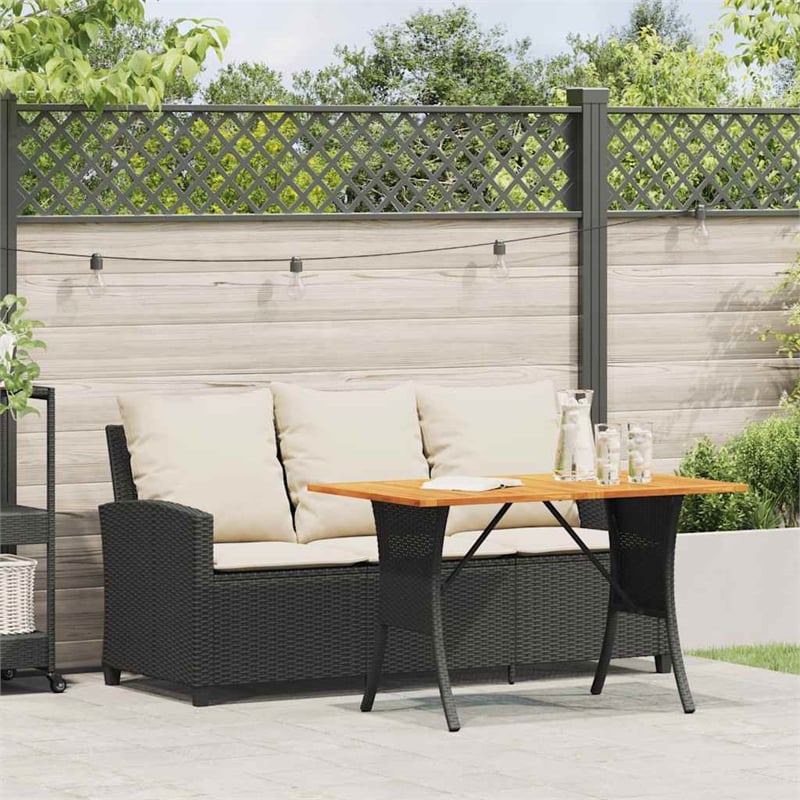 Afuera Living Contemporary Rattan Garden Sofa in Black And Cream