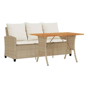 Afuera Living 3-Seater PE Rattan Garden Sofa With Removable Covers in Beige