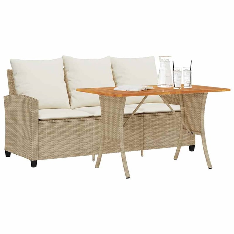 Afuera Living 3-Seater PE Rattan Garden Sofa With Removable Covers in Beige
