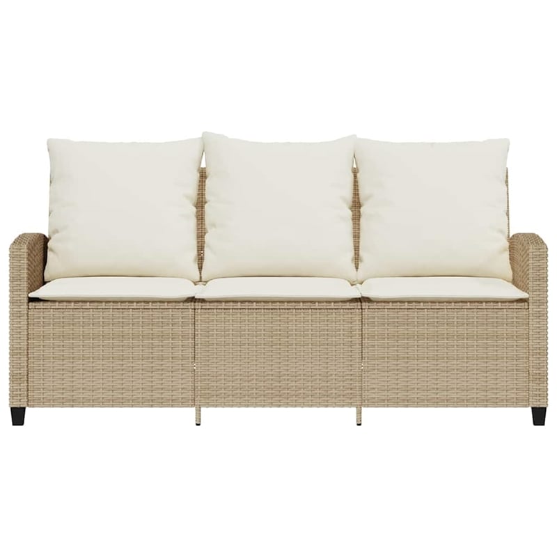 Afuera Living 3-Seater PE Rattan Garden Sofa With Removable Covers in Beige