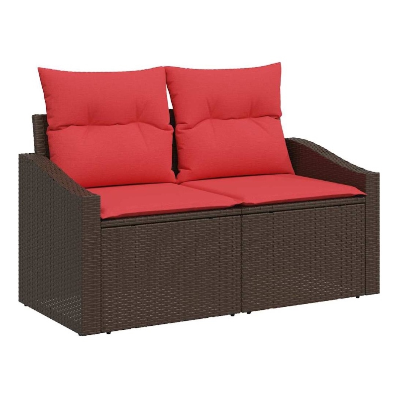Afuera Living Contemporary Poly Rattan Garden Sofa With Cushion in Brown