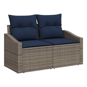 Afuera Living Contemporary Poly Rattan Garden Sofa With Cushion in Gray