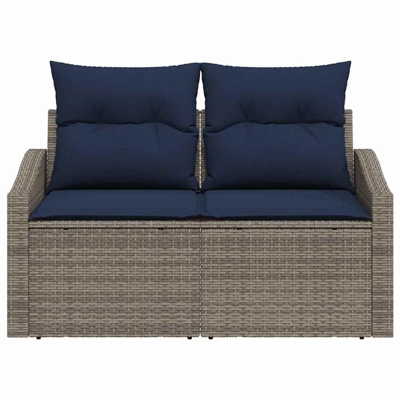 Afuera Living Contemporary Poly Rattan Garden Sofa With Cushion in Gray