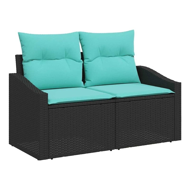 Afuera Living Contemporary Poly Rattan Garden Sofa With Cushion in Black