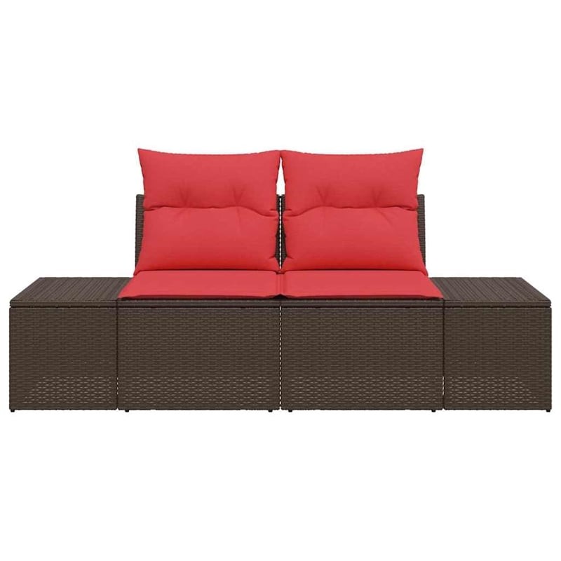 Afuera Living Brown Poly Rattan Garden Sofa With Cushions in Red