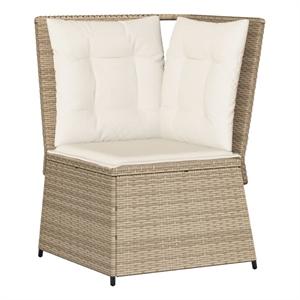 Afuera Living Single PE Rattan Patio Sofa With Adjustable Feet in Beige