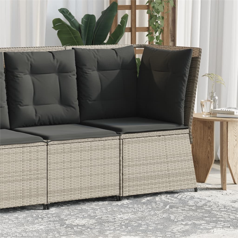 Afuera Living One Size PE Rattan Modular Garden Sofa in Light Gray