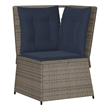 Afuera Living Medium Rattan & Powder-Coated Steel Patio Sofa in Gray & Navy Blue