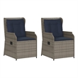 Afuera Living Reclining Patio Chair Set of 2 Medium PE Rattan in Gray