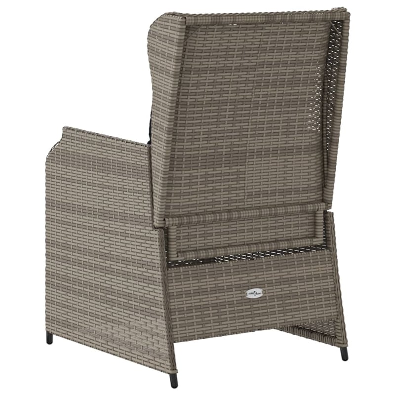 Afuera Living Reclining Patio Chair Set of 2 Medium PE Rattan in Gray