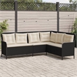 Afuera Living L-Shaped Patio Sofa With Cushions in Cream White & Black Rattan