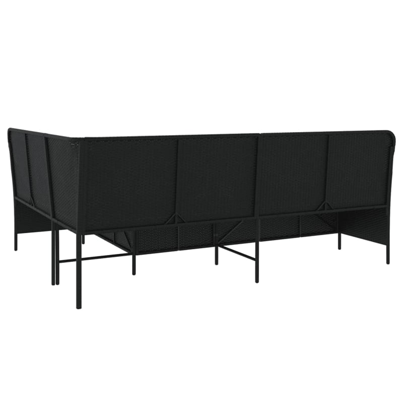 Afuera Living L-Shaped Patio Sofa With Cushions in Cream White & Black Rattan