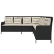 Afuera Living L-Shaped Patio Sofa With Cushions in Cream White & Black Rattan