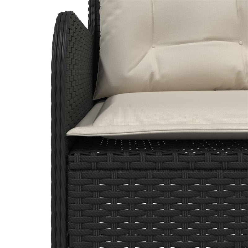 Afuera Living L-Shaped Patio Sofa With Cushions in Cream White & Black Rattan