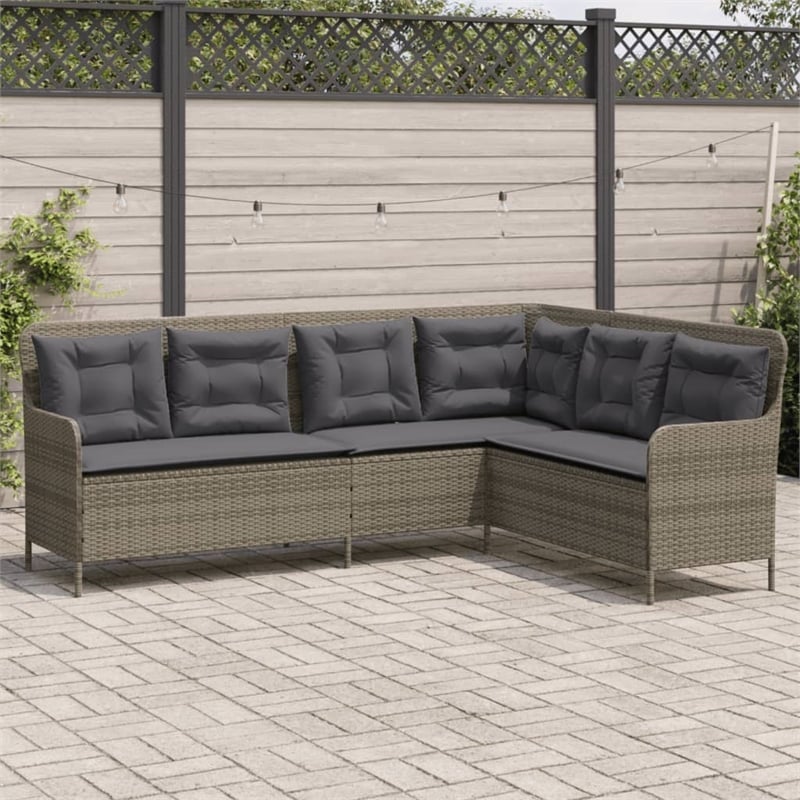 Afuera Living Contemporary Durable Rattan Garden Sofa in Gray