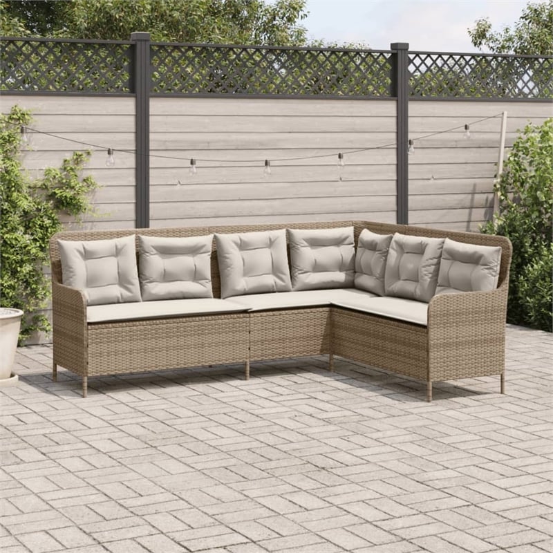 Afuera Living Poly Rattan & Powder-Coated Steel Patio Sofa in Beige & Cream