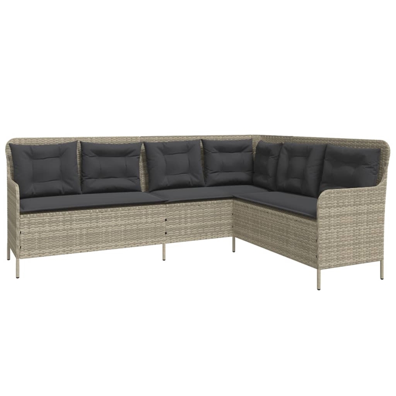 Afuera Living L-Shaped Patio Sofa With Cushions in Dark Gray & Light Gray Rattan
