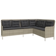 Afuera Living L-Shaped Patio Sofa With Cushions in Dark Gray & Light Gray Rattan