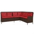 Afuera Living Rattan & Powder-Coated Steel & Polyester Patio Sofa in Brown & Red