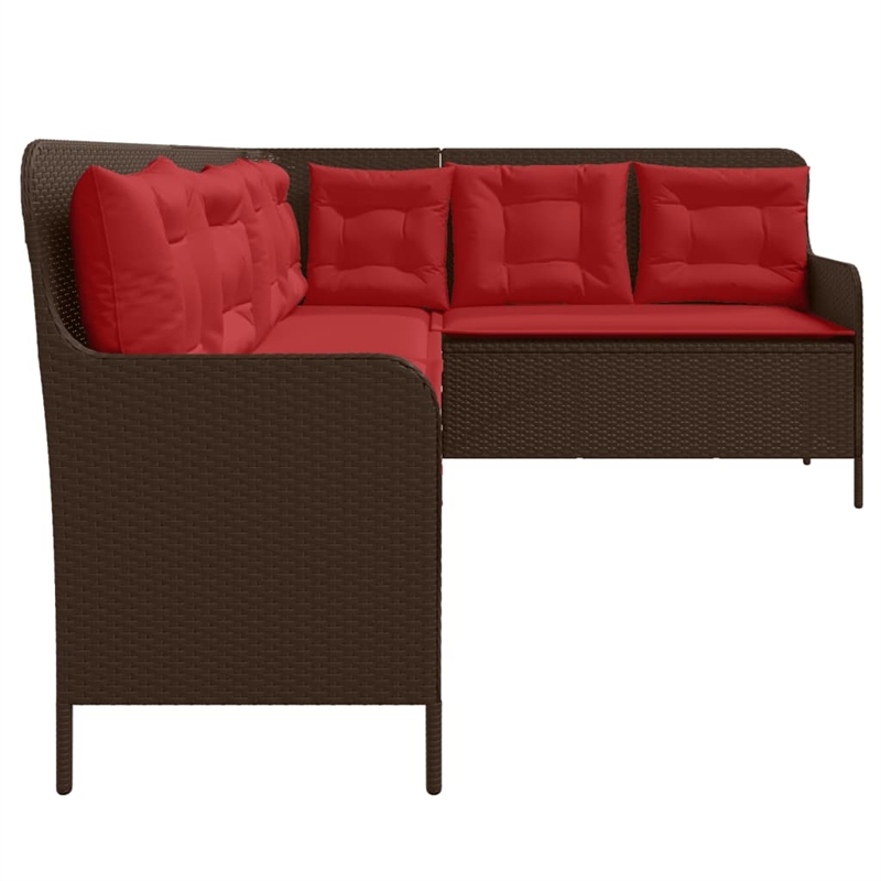 Afuera Living Rattan & Powder-Coated Steel & Polyester Patio Sofa in Brown & Red