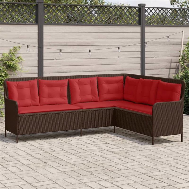 Afuera Living Rattan & Powder-Coated Steel & Polyester Patio Sofa in Brown & Red