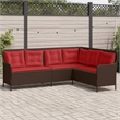 Afuera Living Rattan & Powder-Coated Steel & Polyester Patio Sofa in Brown & Red