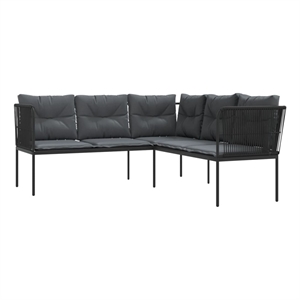 Afuera Living Large Powder-Coated Steel Garden Sofa in Black