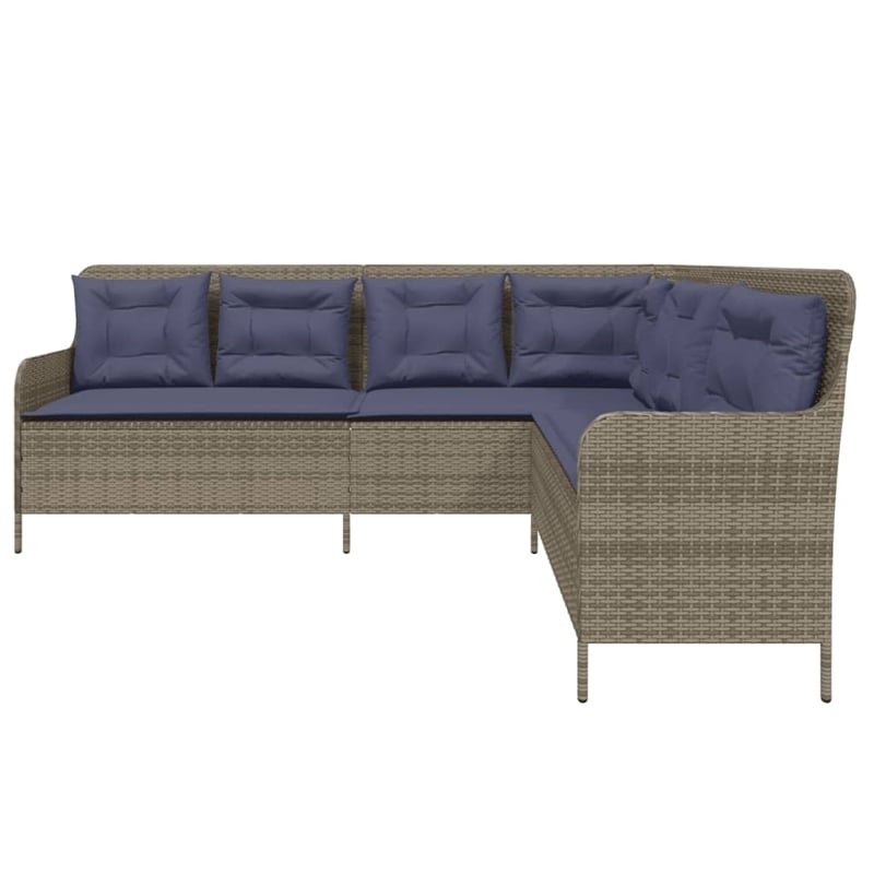 Afuera Living 5-Seater L-Shaped Rattan & Powder-Coated Steel Patio Sofa in Gray
