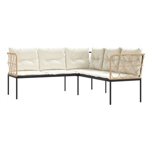 Afuera Living Contemporary Wood Garden Sofa in Black And Brown