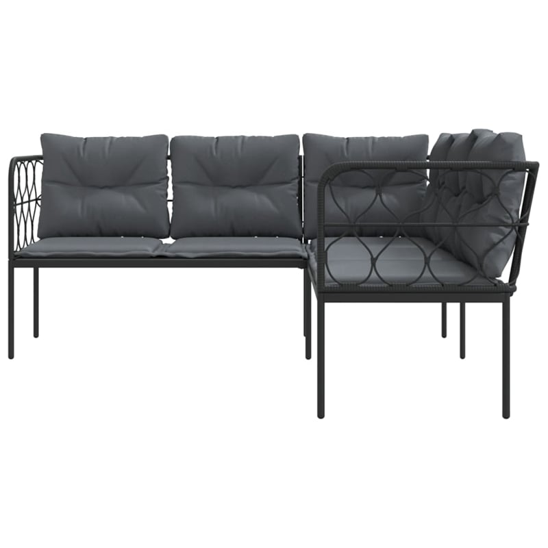 Afuera Living Steel & Textilene Fabric & Rattan Garden Sofa in Black