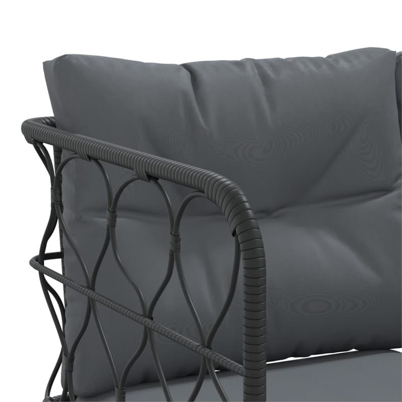 Afuera Living Steel & Textilene Fabric & Rattan Garden Sofa in Black