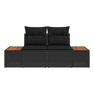 Afuera Living Contemporary Poly Rattan Garden Sofa With Cushion in Black
