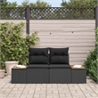 Afuera Living Contemporary Poly Rattan Garden Sofa With Cushion in Black