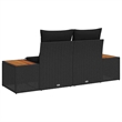 Afuera Living Contemporary Poly Rattan Garden Sofa With Cushion in Black