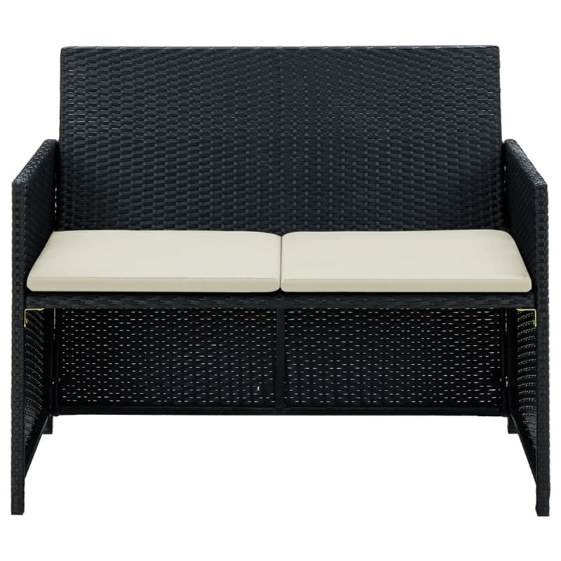 Afuera Living 2-Seater Rattan & Powder-Coated Steel & Polyester Sofa in Black