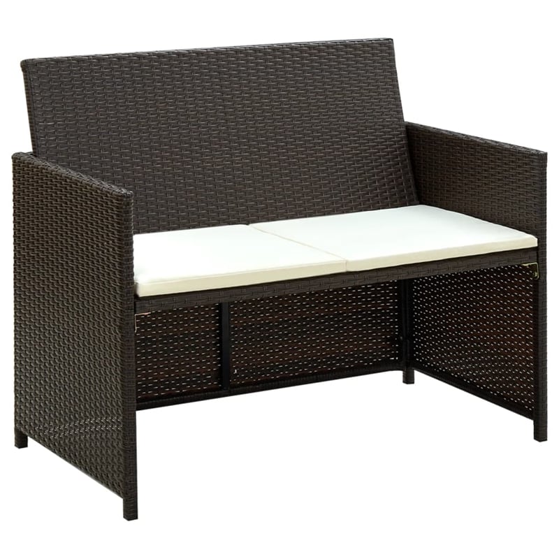 Afuera Living Contemporary 2-Seater PE Rattan Lightweight Sofa in Brown