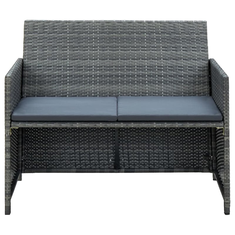 Afuera Living Contemporary 2-Seater PE Rattan Lightweight Sofa in Gray