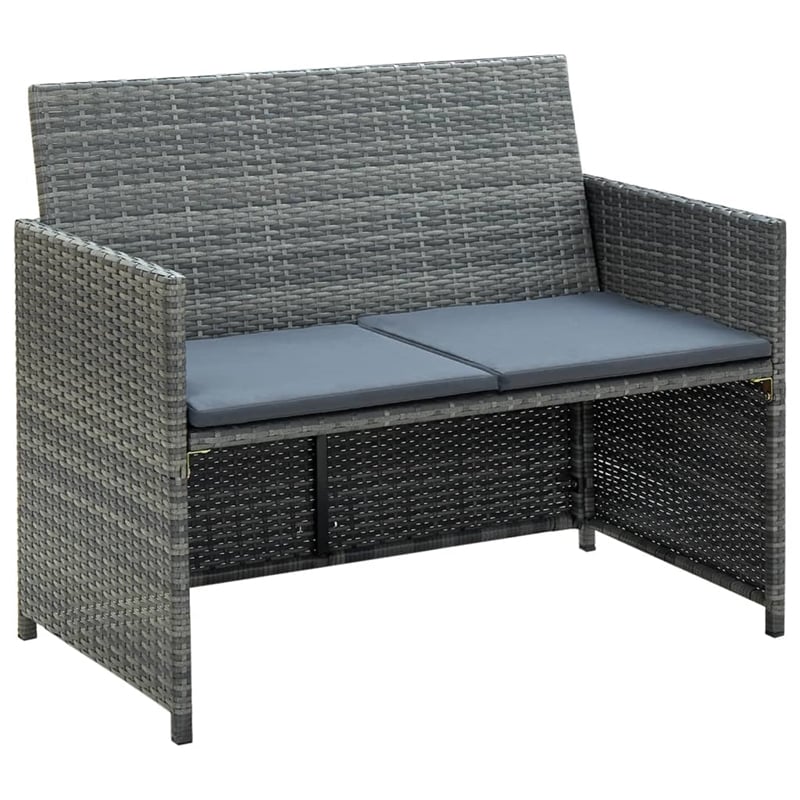 Afuera Living Contemporary 2-Seater PE Rattan Lightweight Sofa in Gray