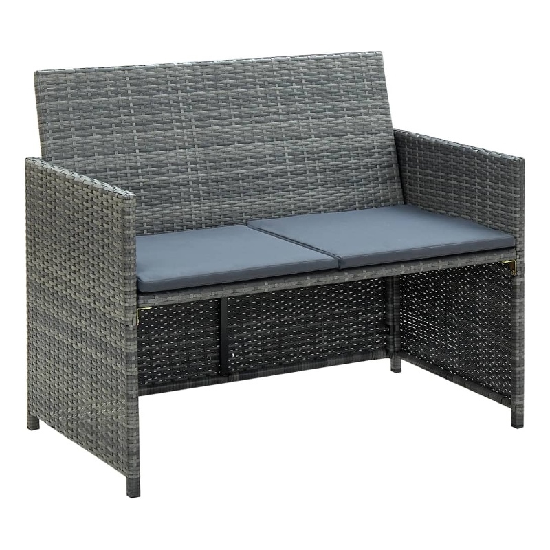 Afuera Living Contemporary 2-Seater PE Rattan Lightweight Sofa in Gray