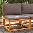 Afuera Living Acacia Wood And Rope Garden Armless Sofa With Cushions in Gray