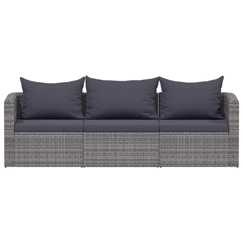 Afuera Living Contemporary 3 Piece Poly Rattan Garden Sofa Set in Gray
