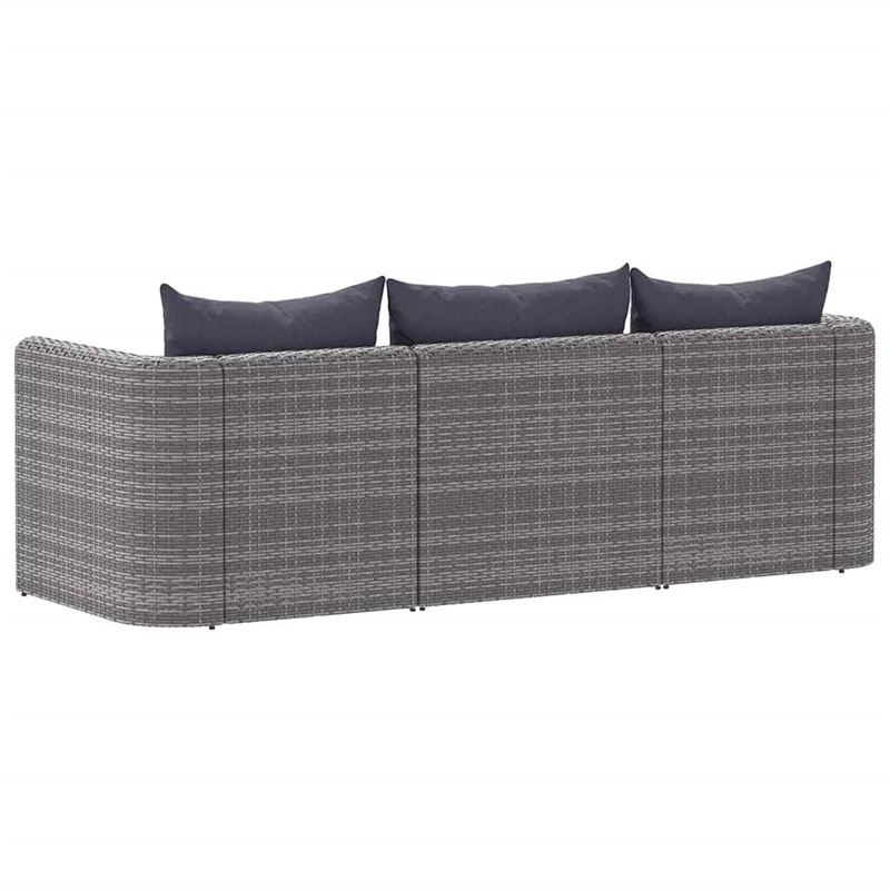 Afuera Living Contemporary 3 Piece Poly Rattan Garden Sofa Set in Gray
