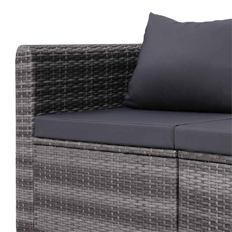 Afuera Living Contemporary 3 Piece Poly Rattan Garden Sofa Set in Gray