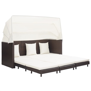 Afuera Living 3-Seater Rattan & Powder-Coated Steel Sofa Bed in Brown & Cream